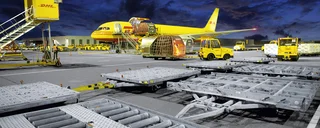 airport ground support equipment Cargo airport with airport ground support equipment during the loading process