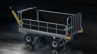 3D Ansicht Gepäckwagen auf dunklem Hintergrund